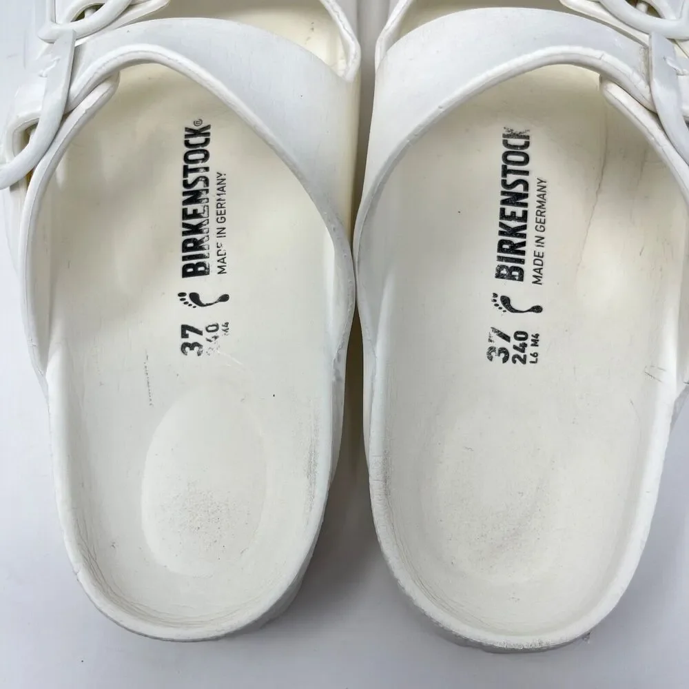 Birkenstock Arizona EVA Beach Sandals Size US 6 EU 37 White Buckle Slides